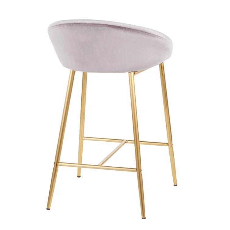 Wenty Glam Upholstered Counter Stool with Metal Frame (Set of 2)
