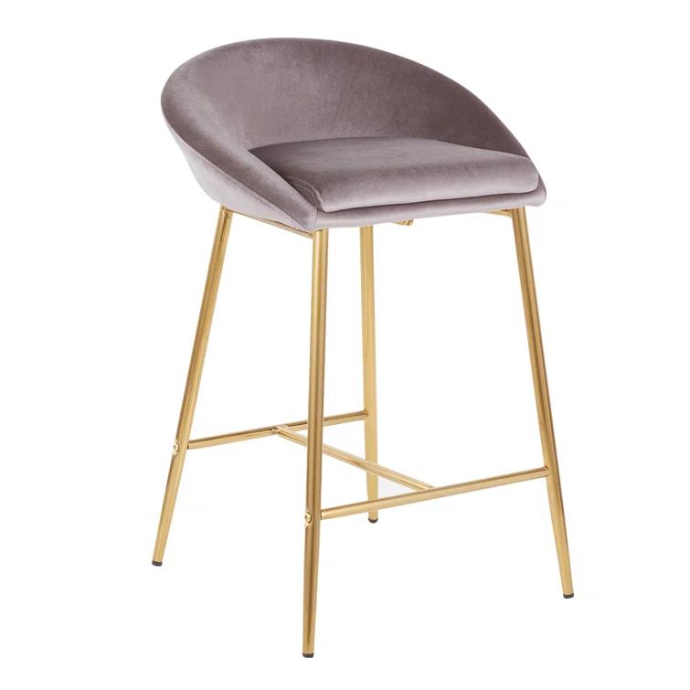 Wenty Glam Upholstered Counter Stool with Metal Frame (Set of 2)