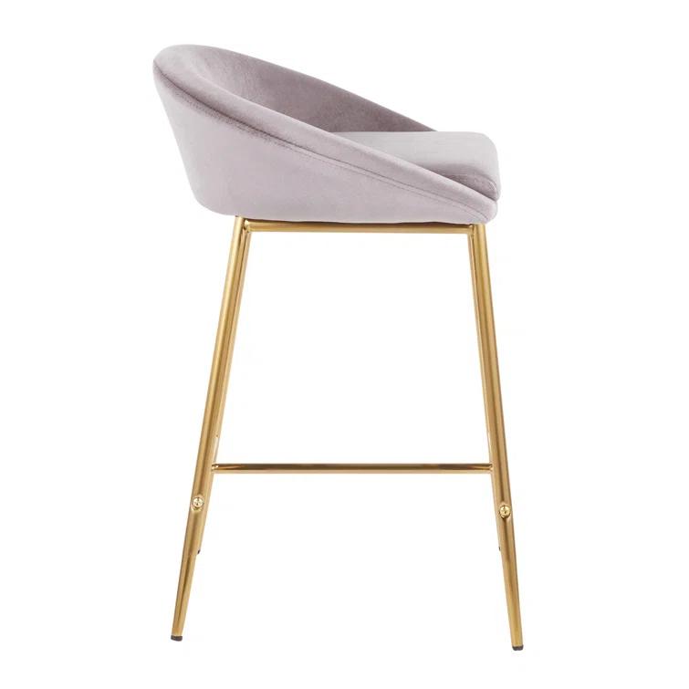 Wenty Glam Upholstered Counter Stool with Metal Frame (Set of 2)
