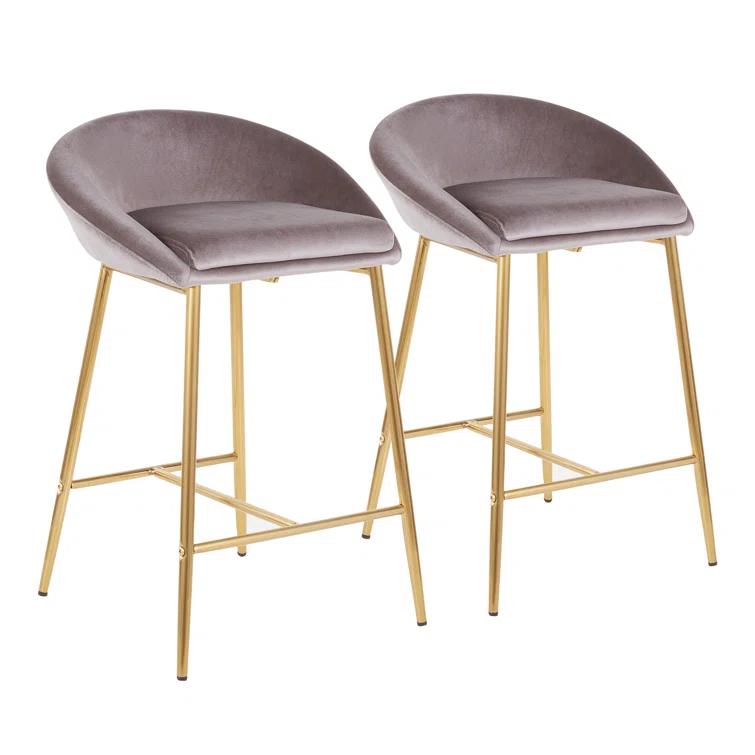 Wenty Glam Upholstered Counter Stool with Metal Frame (Set of 2)