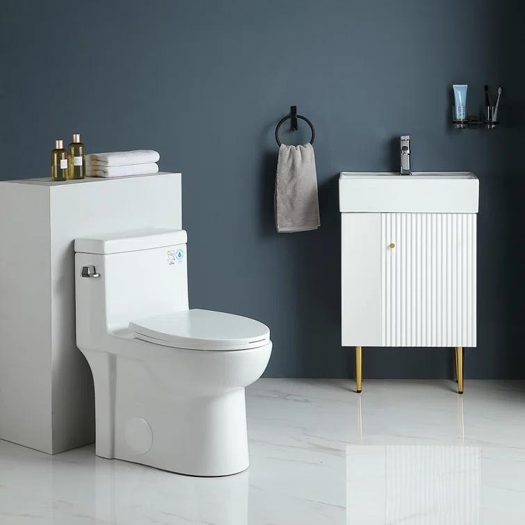 ABRUZZO 1.28 GPF Elongated Comfort Height One-Piece Toilet Floor Mounted (Seat Included), White