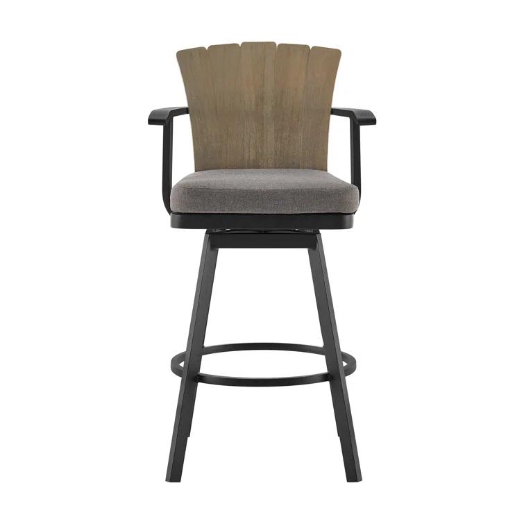 Javin Swivel Outdoor Metal Counter or Bar Height Bar Stool with Cushion