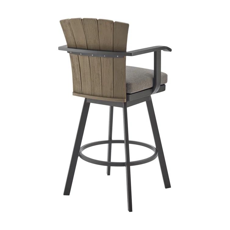 Javin Swivel Outdoor Metal Counter or Bar Height Bar Stool with Cushion