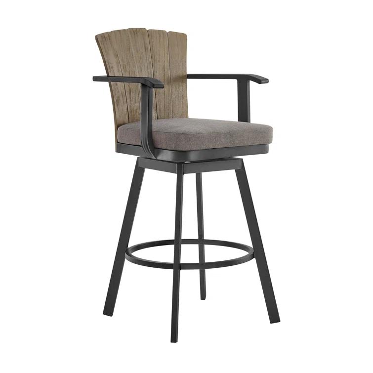 Javin Swivel Outdoor Metal Counter or Bar Height Bar Stool with Cushion