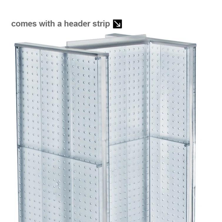 H-Unit Pegboard Floor Display on Revolving Base. Spinner Rack Stand. Panel Size: 16"W x 60"H