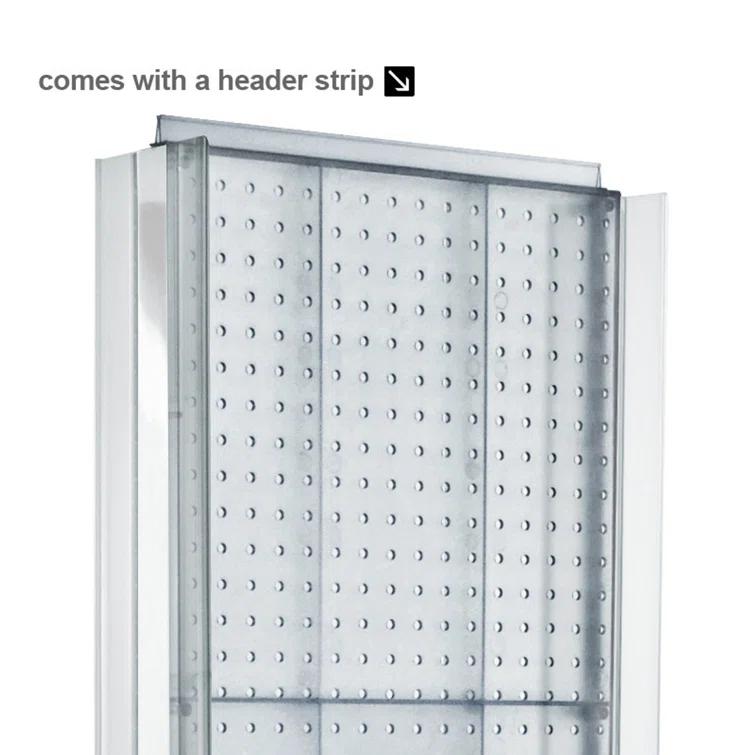 Two-Sided Pegboard Floor Display on Revolving Wheeled Base. Spinner Rack Stand. Panel Size: 16"W x 60"H