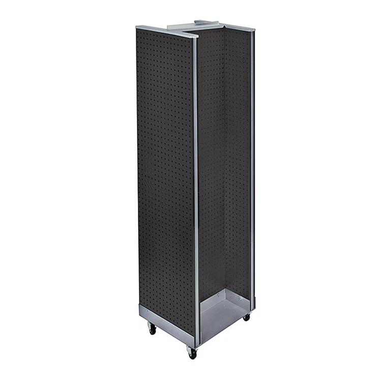 Azar Displays 700430-BLK H-Unit Pegboard Floor Display on Revolving Base. Spinner Rack Stand. Panel Size: 16"W x 60"H