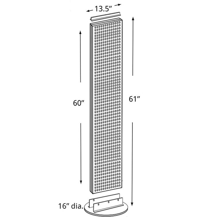 Azar Displays Two-Sided Pegboard Floor Display on Revolving Base. Spinner Rack Stand. Panel Size: 13.5"W x 60"H
