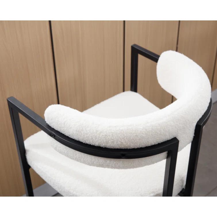 Ivy Bronx Modern Upholstered Hollow Bar Stool With Armrests And Footrests, Barrel High Stools (Set of 2)