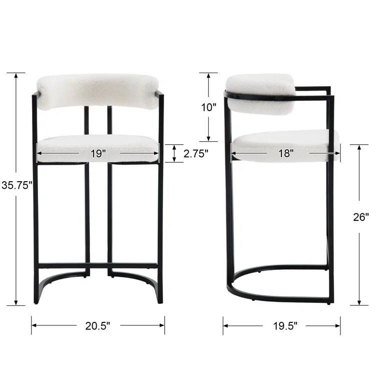 Ivy Bronx Modern Upholstered Hollow Bar Stool With Armrests And Footrests, Barrel High Stools (Set of 2)