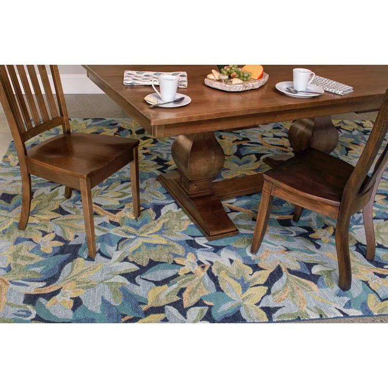 Florals Avalonian Handmade Hand Tufted Wool Blue/Green Rug
