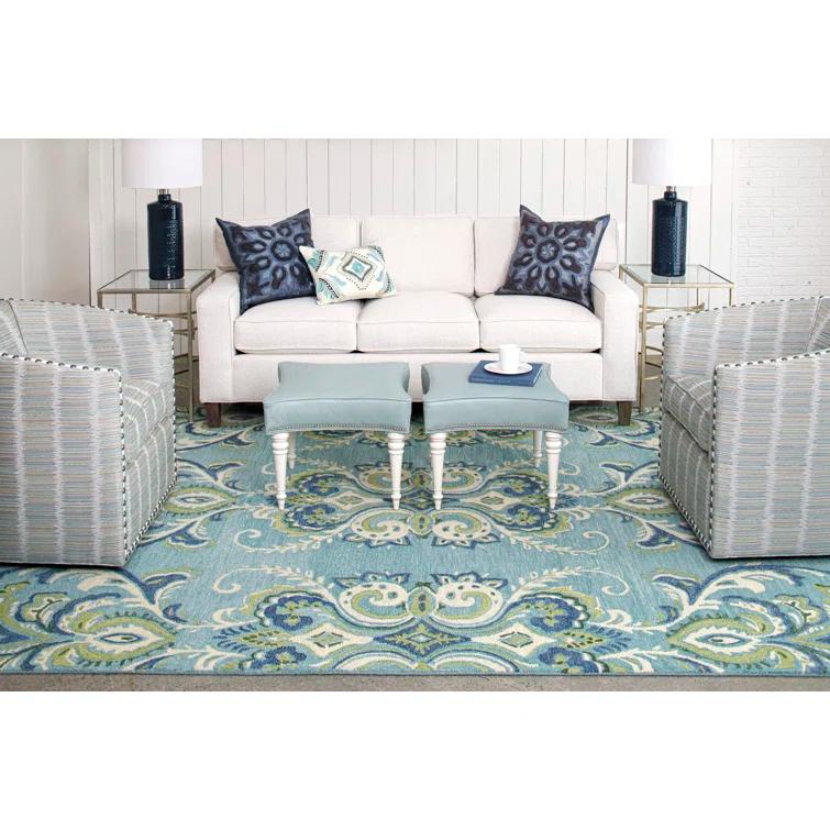 Adelaide Hand Hooked Aqua/Green/Ivory Wool Rug