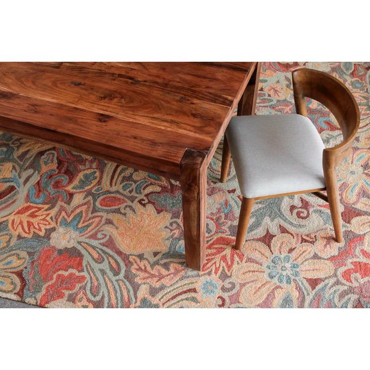 Floral Tapestry Hand-Tufted Wool Brown/Red/Spice Rug