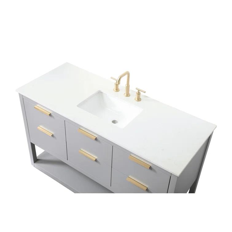 Larkin 54'' Single Bathroom Vanity with Engineered Marble Top