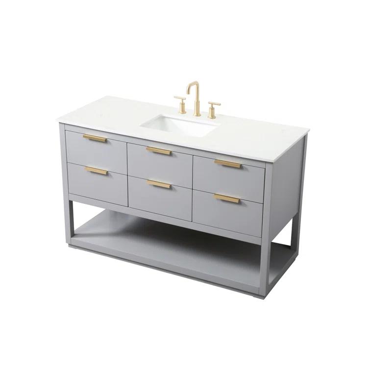 Larkin 54'' Single Bathroom Vanity with Engineered Marble Top