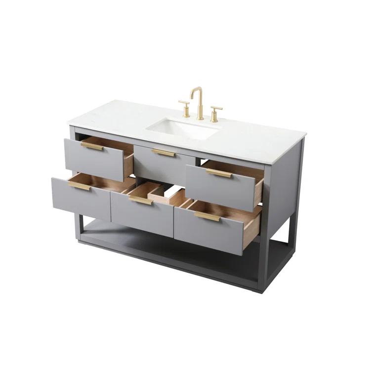 Larkin 54'' Single Bathroom Vanity with Engineered Marble Top