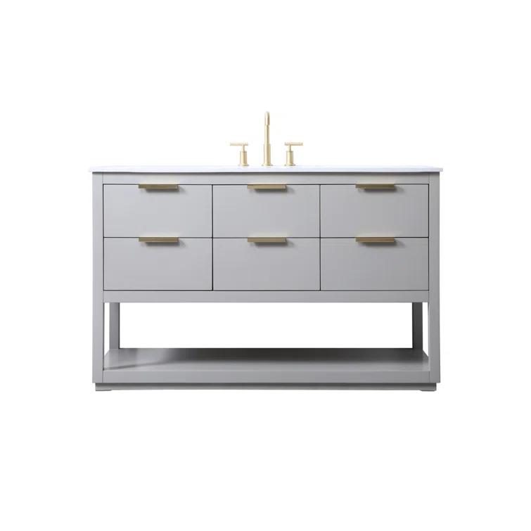 Larkin 54'' Single Bathroom Vanity with Engineered Marble Top