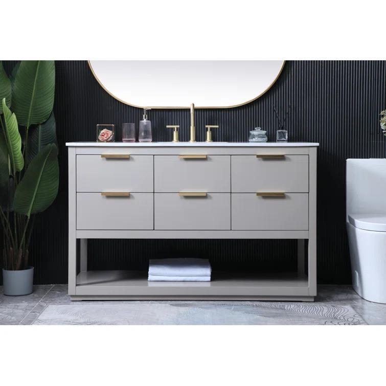 Larkin 54'' Single Bathroom Vanity with Engineered Marble Top