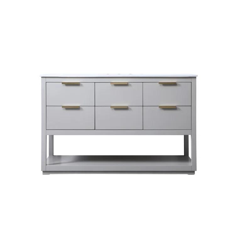 Larkin 54'' Single Bathroom Vanity with Engineered Marble Top