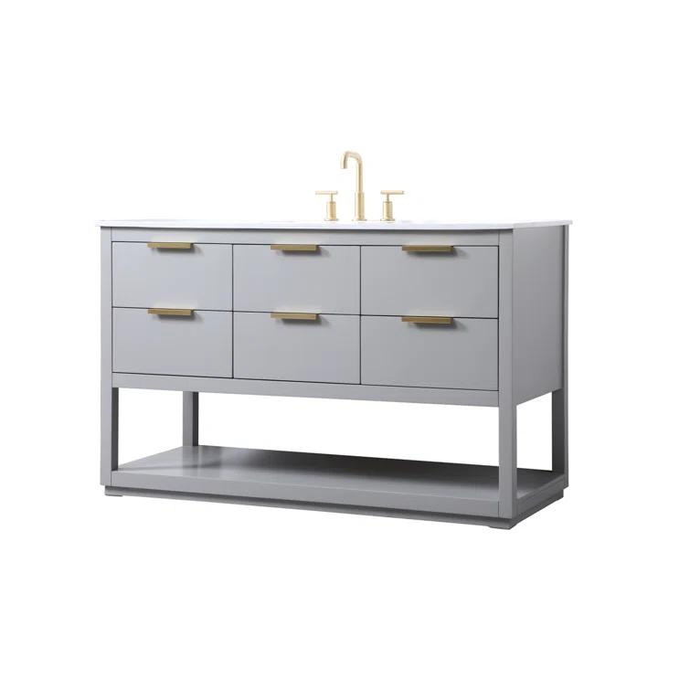 Larkin 54'' Single Bathroom Vanity with Engineered Marble Top