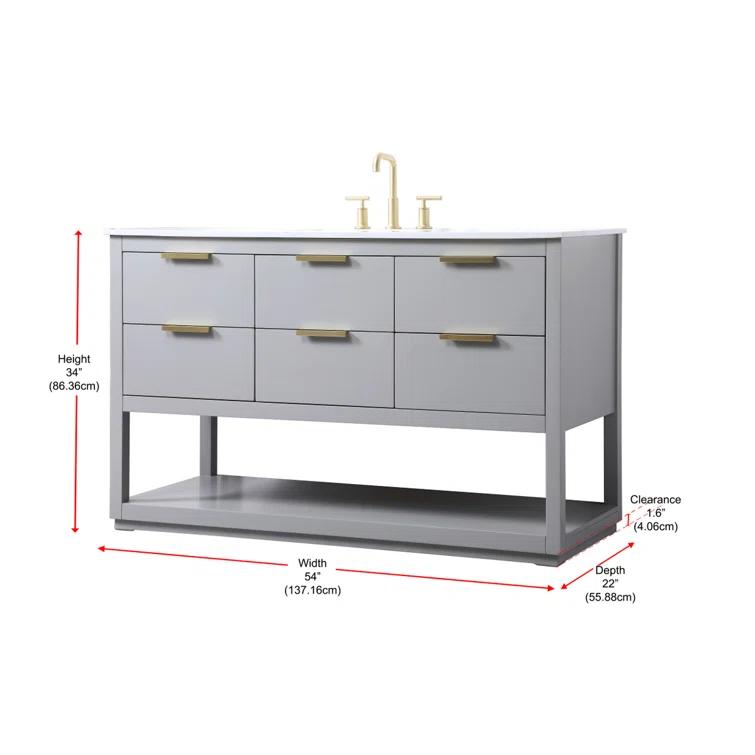 Larkin 54'' Single Bathroom Vanity with Engineered Marble Top