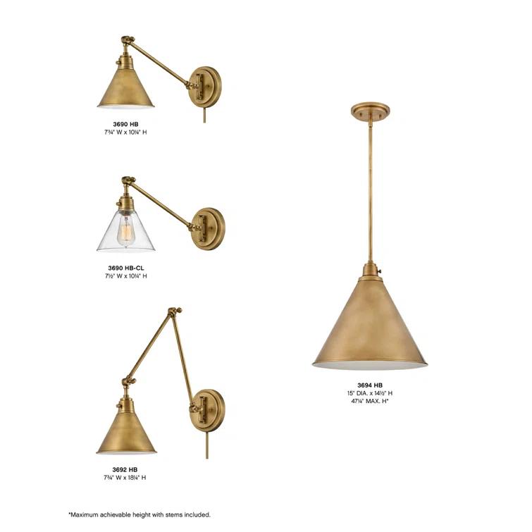 Lennon Plug-In Task Sconce - Brass