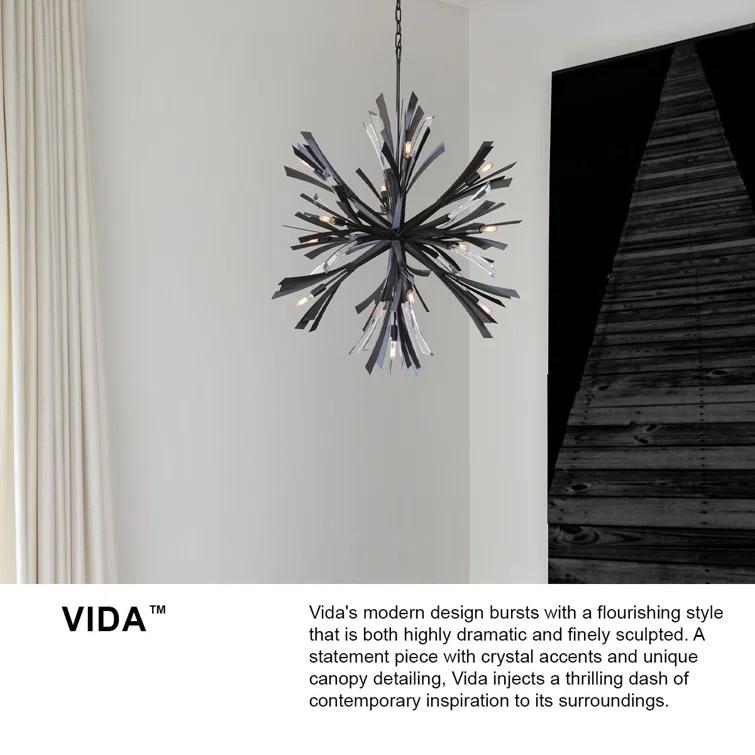 Fredrick Ramond Vida 34" Twelve-Light Two-Tier Candle Chandelier w/ Crystal Accents