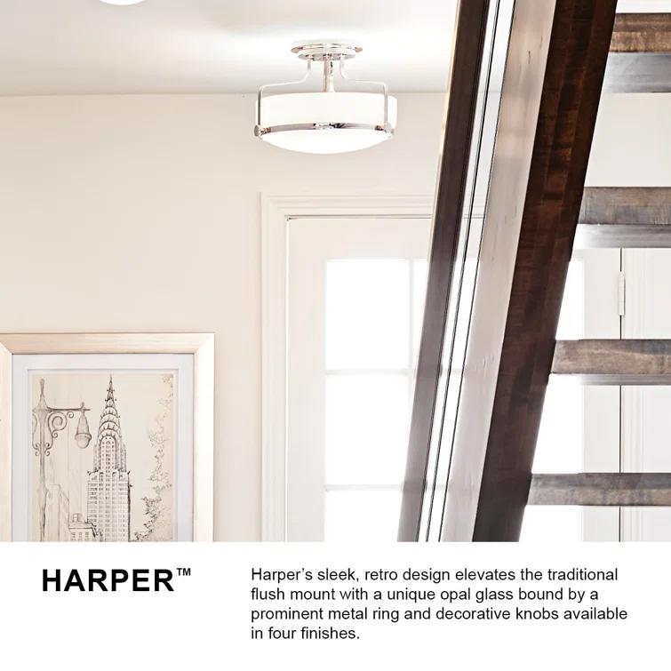 Harper Three Light 18" Retro Bowl Semi-Flush Mount Ceiling Light
