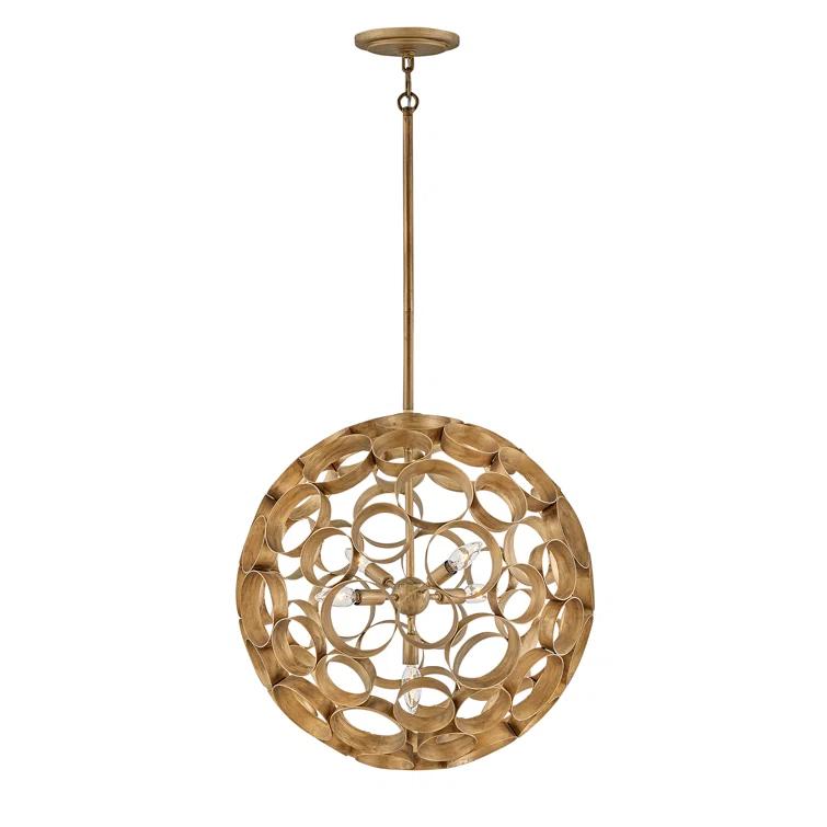 Centric 5-Light Orb Handcrafted Chandelier - Burnished Gold