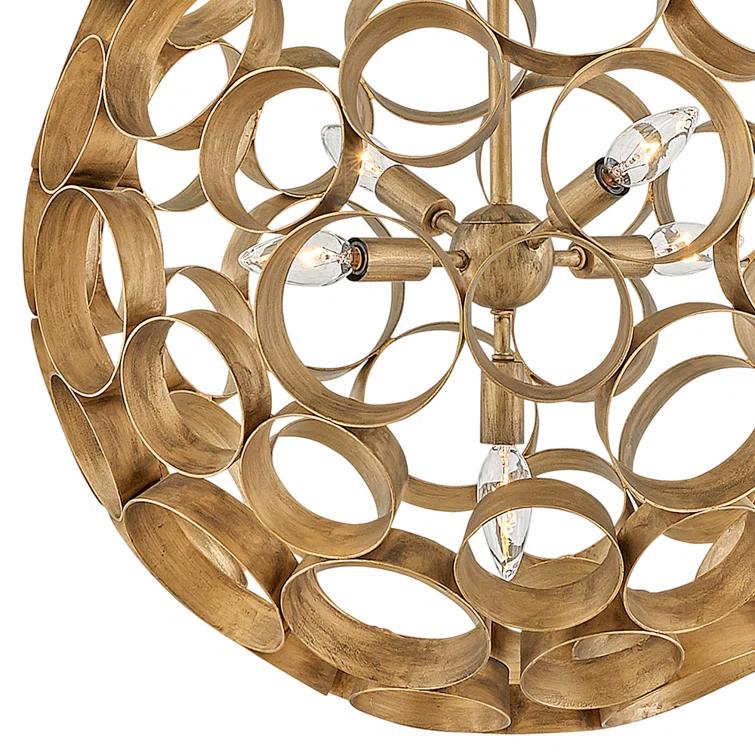 Centric 5-Light Orb Handcrafted Chandelier - Burnished Gold