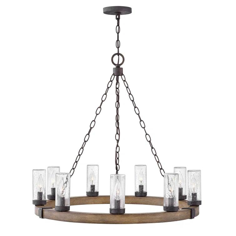 Sawyer 30" Nine-Light 12v Outdoor Candle Chandelier - LEDs Included
