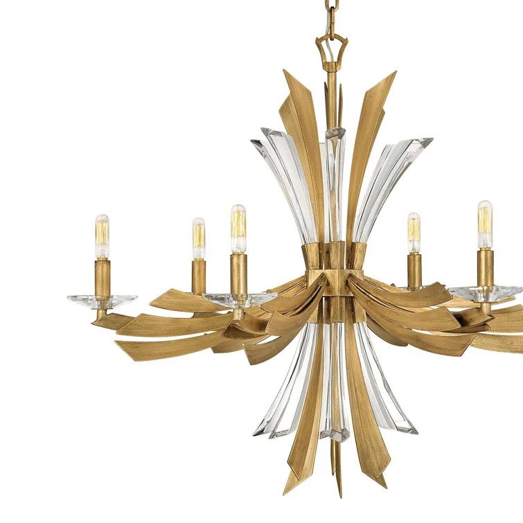 Fredrick Ramond Vida 29.25" Six-Light Single Tier Candle Chandelier w/ Crystal Accents