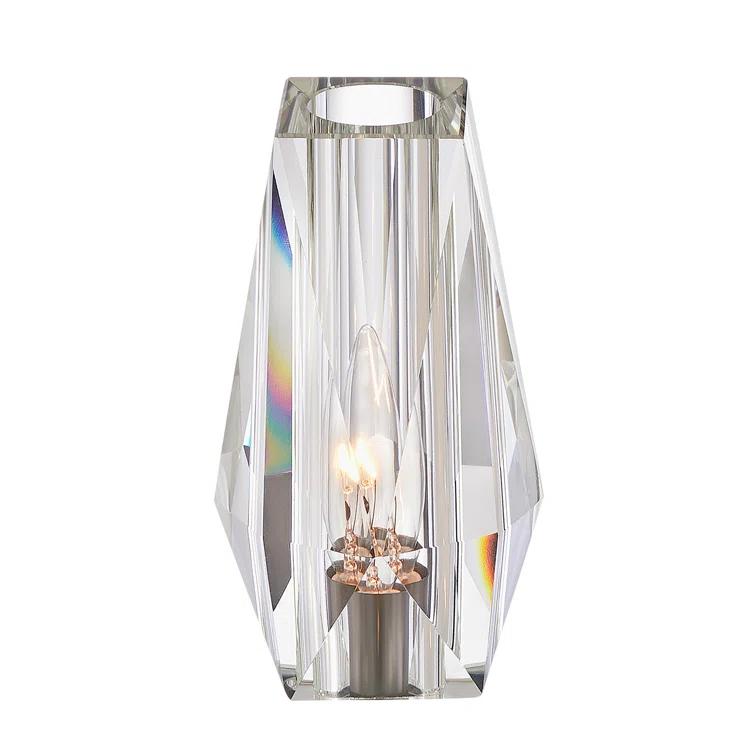 Ana 1-Light Wall Sconce w/ Faceted Heavy-Cut Diamond-Shaped Crystal Shade - Heritage Brass