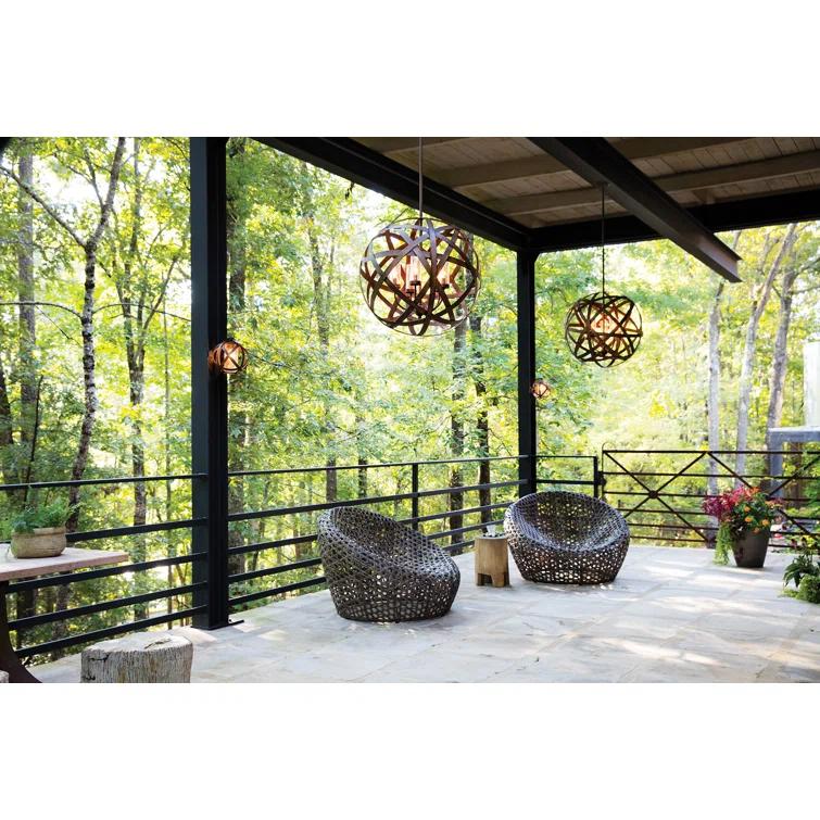 Carson 5-Light Aluminum Outdoor Orb Chandelier with Clear Seedy Glass Shades