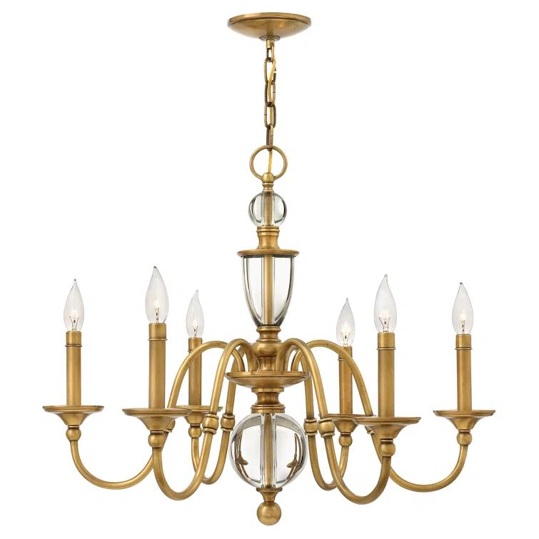 Hinkley Eleanor 6 - Light Candle Style Classic Chandelier with Crystal Accents