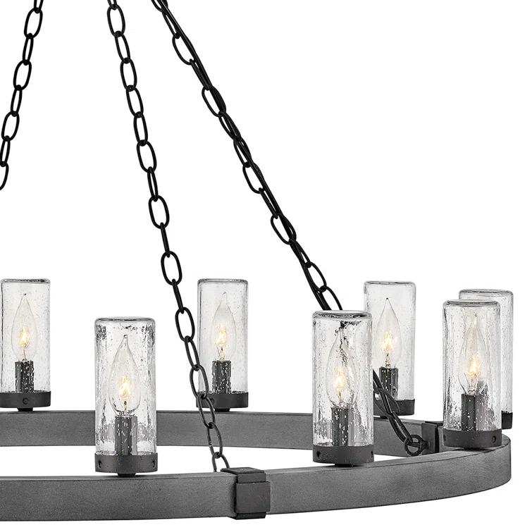 Sawyer 12-Light Single Tier Outdoor Rustic Chandelier