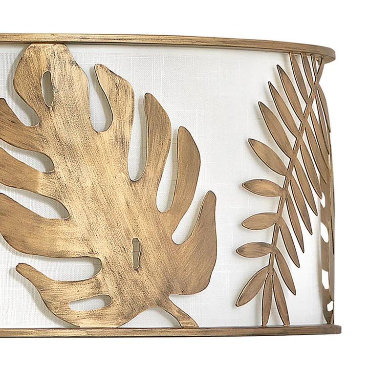 Botanica 5-Light Drum Hand-Welded Leaf Chandelier - Burnished Gold