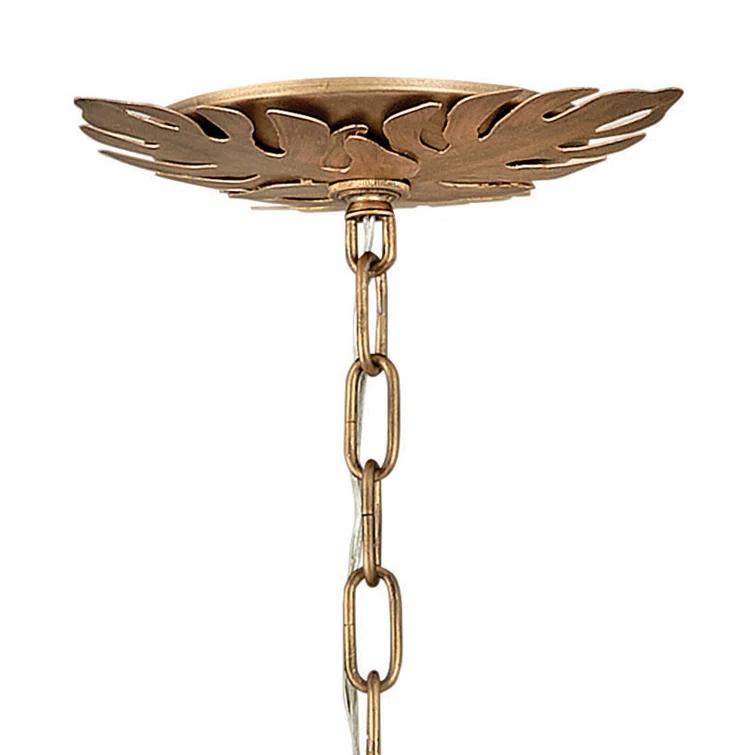 Botanica 5-Light Drum Hand-Welded Leaf Chandelier - Burnished Gold
