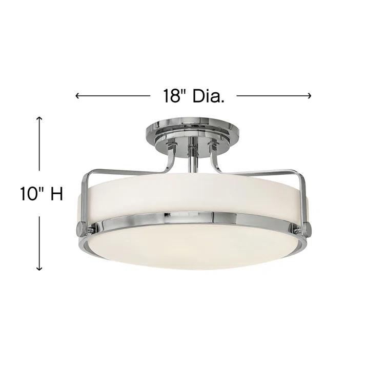 Harper Three Light 18" Retro Bowl Semi-Flush Mount Ceiling Light