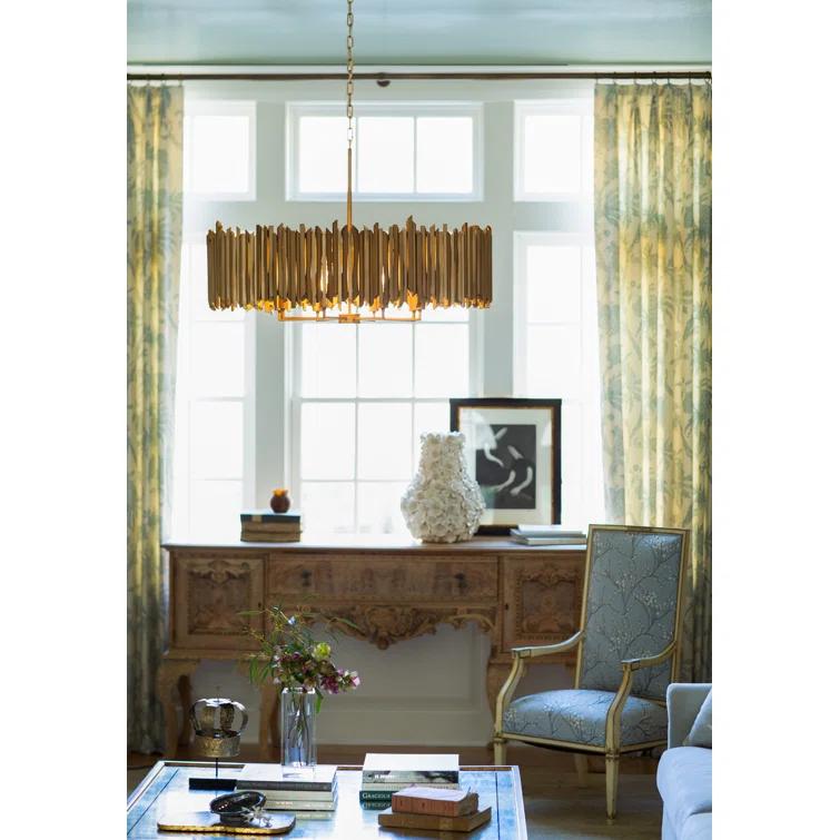Roca 8-Light Adjustable Hand-Painted Drum Chandelier by Lisa McDennon