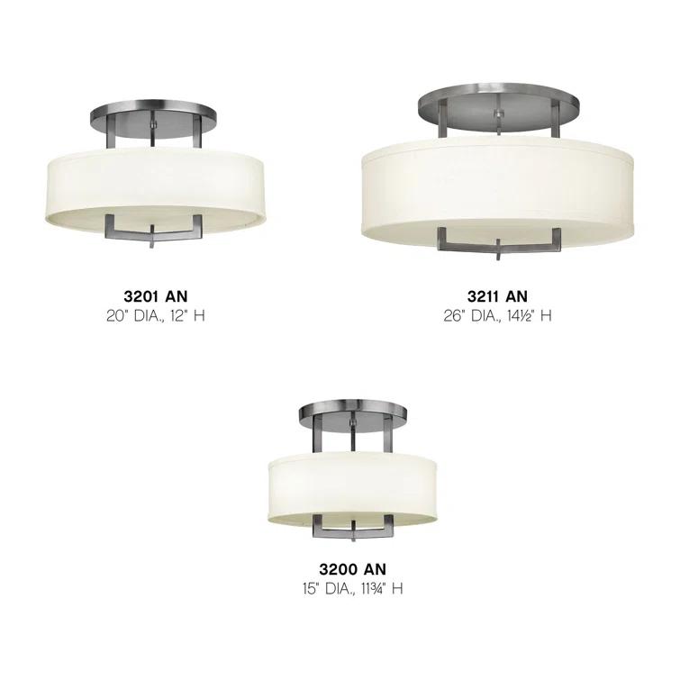 Hampton 3 - Light Shaded Drum Semi Flush Mount