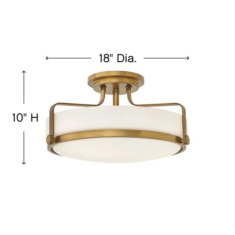 Harper Three Light 18" Retro Bowl Semi-Flush Mount Ceiling Light