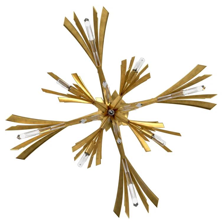 Vida 36" Thirteen-Light Modern Horizontal Hanging Chandelier w/ Crystal Accents