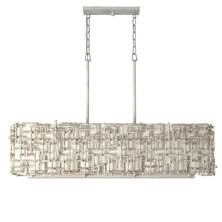 -Eight Light Linear Oval Chandelier In Transitional Style-24.25 Inches Wide By 23.75 Inches Tall-Silver Leaf Finish Fredrick Ramond Lighting