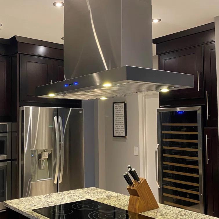 PROLINE 36" 1100 CFM Ducted Island Range Hood in Brushed Stainless Steel