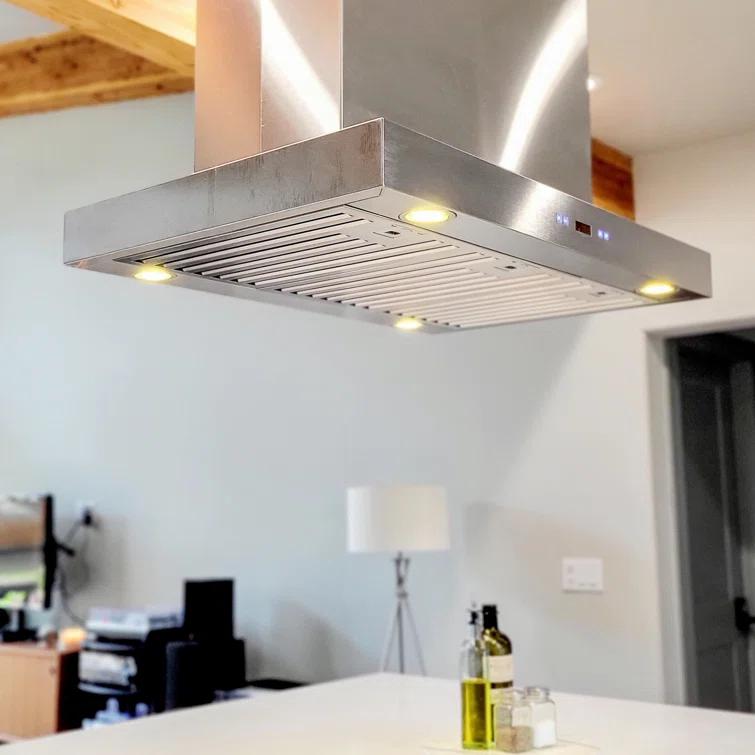 PROLINE 36" 1100 CFM Ducted Island Range Hood in Brushed Stainless Steel