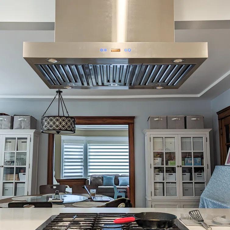 PROLINE 36" 1100 CFM Ducted Island Range Hood in Brushed Stainless Steel