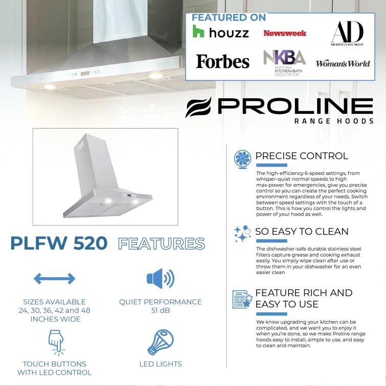 ProLine Range Hoods PROLINE 30" 600 CFM Convertible Wall Mount Range Hood in Brushed Stainless Steel