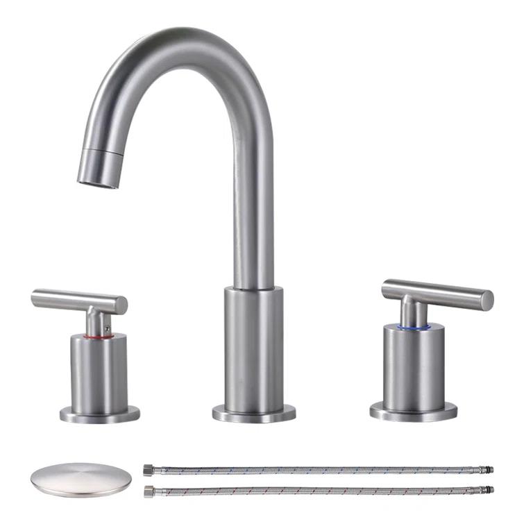 WOWOW 2325200 Widespread Bathroom Faucet 2-handle Bathroom Sink Faucet with Drain Assembly