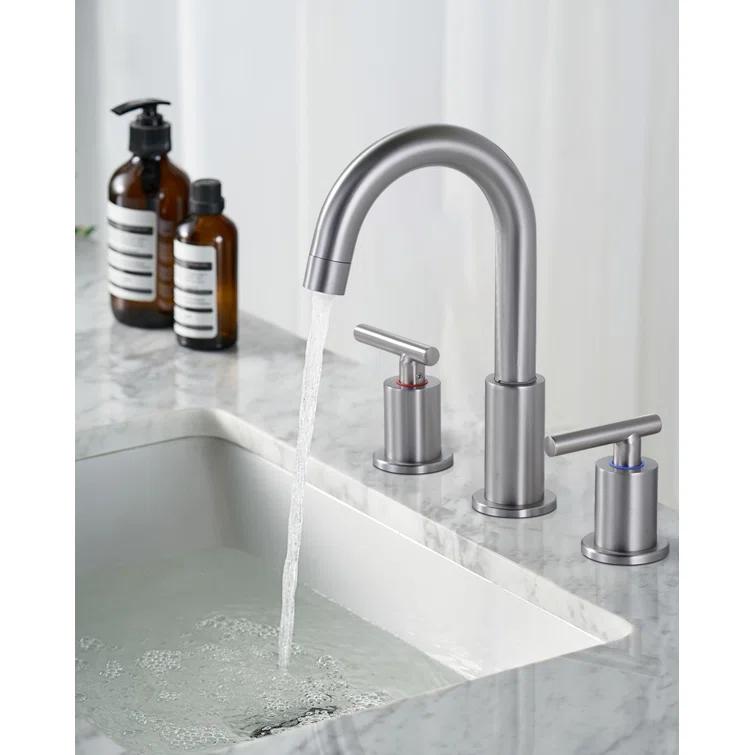 WOWOW 2325200 Widespread Bathroom Faucet 2-handle Bathroom Sink Faucet with Drain Assembly